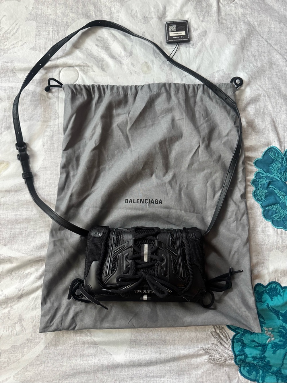 Balenciaga Black sneaker Crossbody Bag with Adjustable Strap and dust bag